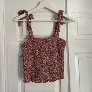 Abercrombie & Fitch Red and White Crop Top